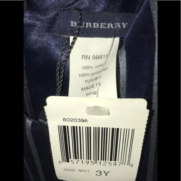 Vintage Burberry Toddler Velvet  Dress, NWT - Picture 6 of 6